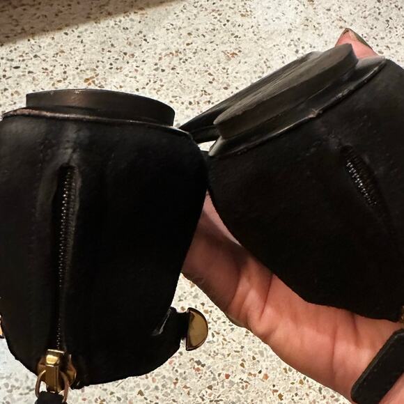 Gucci Coraline Nero Black Suede Thong T strap flats gold bamboo 2014 size 35.5 - Picture 11 of 15